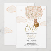 Teddy Bear Gold Balloons Geburtstagsparty Einladung (Vorne/Hinten)