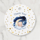 Teddy Bear Gold Stars Moon Babydusche Vielen Dank Geschenkanhänger (Vorderseite)
