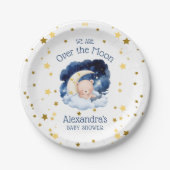 Teddy Bear Gold Stars über der Mond Baby Dusche Pappteller (Vorderseite)
