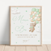 Teddy Bear Green Baby Dusche Mimosa Bar Poster