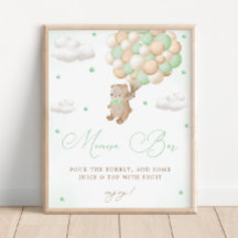 Teddy Bear Green Baby Dusche Mimosa Bar