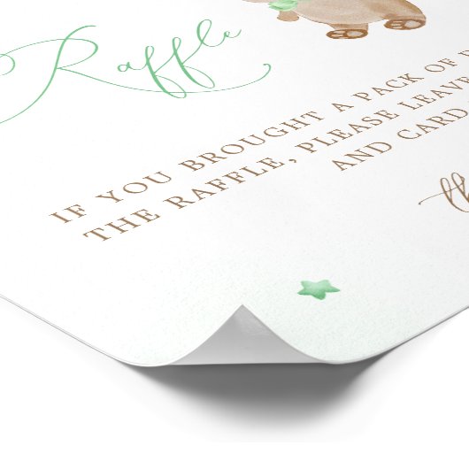 Teddy Bear Green Baby Dusche Windelwanne Windelwan Poster (Ecke)