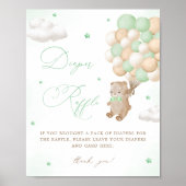 Teddy Bear Green Baby Dusche Windelwanne Windelwan Poster (Vorne)