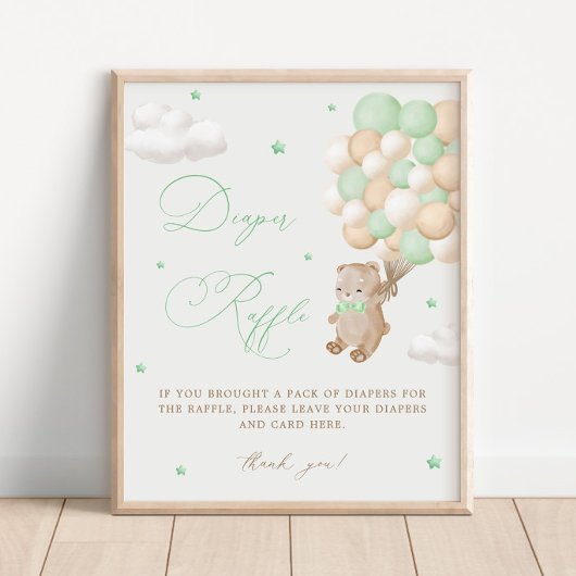 Teddy Bear Green Baby Dusche Windelwanne Windelwan Poster