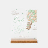 Teddy Bear Green Baby Duschkarten & Geschenke Acrylschild (Vorderseite)