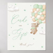 Teddy Bear Green Baby Duschkarten & Geschenke Poster (Vorne)