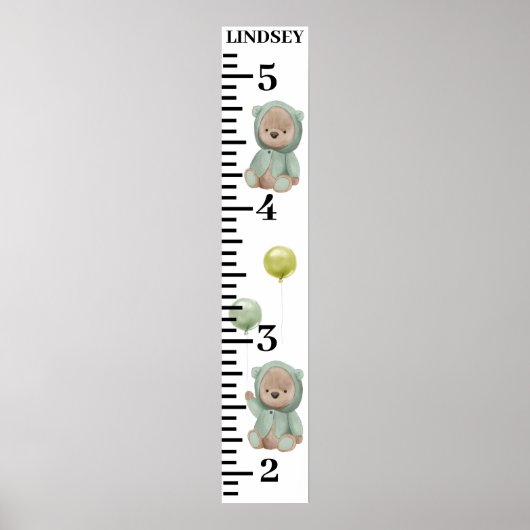 Teddy Bear Green Balloons Poster (Vorne)