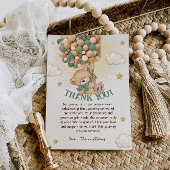 Teddy Bear Green Brown Babydusche Dankeskarte