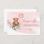 Teddy Bear Green Eucalyptus Wreath Diper Raffle Begleitkarte (Vorne/Hinten)