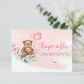 Teddy Bear Green Eucalyptus Wreath Diper Raffle Begleitkarte (Stehend Vorderseite)