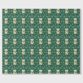Teddy Bear Green Geschenkpapier (Flach)
