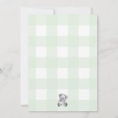 Teddy Bear Green Gingham Baby Shower Einladung (Rückseite)