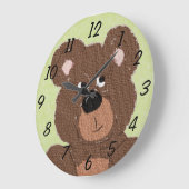 Teddy Bear (green) Große Wanduhr (Winkel)