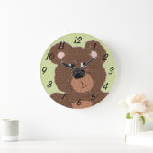 Teddy Bear (green) Große Wanduhr (Zuhause)