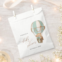 Teddy Bear, Green Hot Air Ballon, Babydusche