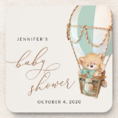 Teddy Bear, Green Hot Air Ballon, Babydusche Getränkeuntersetzer (Vorderseite)