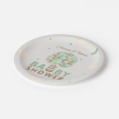 Teddy Bear Green Hot Air Ballon Babydusche Pappteller (Schrägansicht)