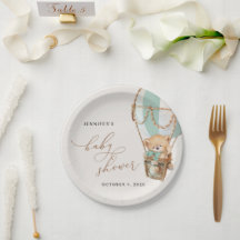 Teddy Bear, Green Hot Air Ballon, Babydusche