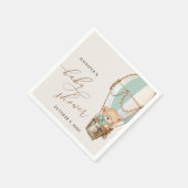 Teddy Bear, Green Hot Air Ballon, Babydusche Serviette (Ecke)