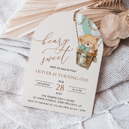 Teddy Bear, Green Hot Air Ballon, erster Geburtsta Einladung