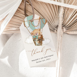 Teddy Bear, Green Hot Air Ballon, erster Geburtsta Geschenkanhänger