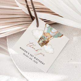 Teddy Bear, Green Hot Air Ballon, erster Geburtsta Geschenkanhänger