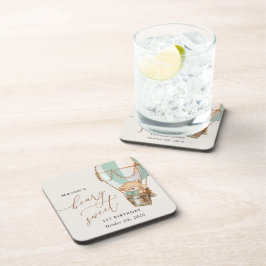 Teddy Bear, Green Hot Air Ballon, erster Geburtsta Getränkeuntersetzer