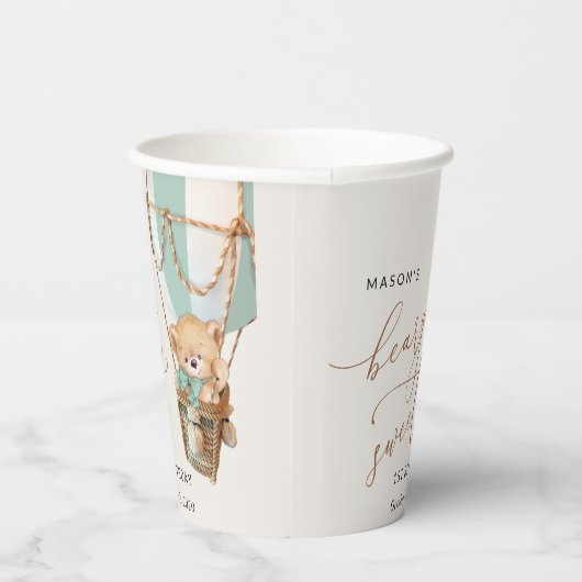 Teddy Bear, Green Hot Air Ballon, erster Geburtsta Pappbecher (Rechts)