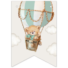 Teddy Bear, Green Hot Air Ballon, erster Geburtsta Wimpelkette