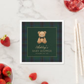 Teddy Bear Green Tartan Baby Shower Paper Napkin Serviette (Beispiel)