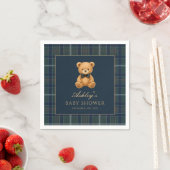 Teddy Bear Green Tartan Baby Shower Paper Napkin Serviette (Beispiel)