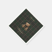 Teddy Bear Green Tartan Baby Shower  Serviette (Ecke)