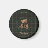 Teddy Bear Green Tartan Magnet (Vorne)