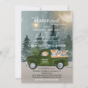 Teddy Bear Green Truck Moon and Forest Baby Shower Einladung