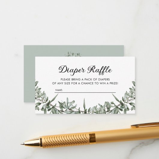 Teddy Bear Greenerity Diaper Raffle Umschließungsk Begleitkarte (Vorderseite/Rückseite Beispiel)