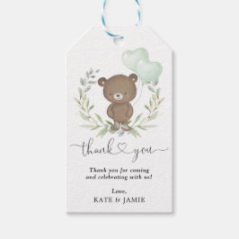Teddy Bear Greenery Wreath Baby Shower Favoriten Geschenkanhänger
