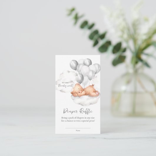 Teddy Bear Grey Boy Baby Dusche Windelwanne Begleitkarte (Stehend Vorderseite)