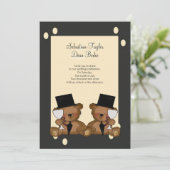 Teddy Bear Grooms Wedding Einladung (Stehend Vorderseite)