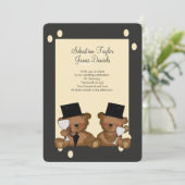 Teddy Bear Grooms Wedding Einladung (Stehend Vorderseite)
