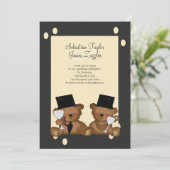 Teddy Bear Grooms Wedding Einladung (Stehend Vorderseite)