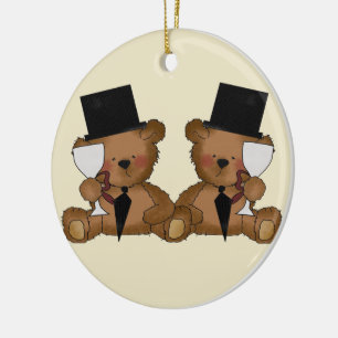 Teddy Bear Grooms Wedding Keramikornament