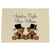 Teddy Bear Grooms Wedding Personalisiert (V2) Große Geschenktüte (Vorderseite)