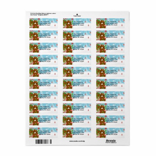 Teddy Bear Grunge Weihnachts-Rücksendeadresse (Vorne)