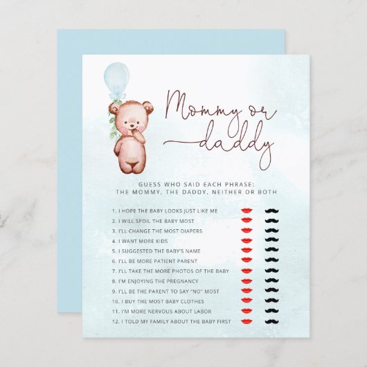 Teddy Bear Guess, der sagte, es Mama oder Daddy Ga (Vorne/Hinten)