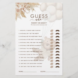 Teddy Bear Guess Who Baby Showspiel