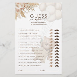 Teddy Bear Guess Who Baby Showspiel