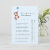 Teddy Bear Guess Who Baby Showspiel Einladung (Stehend Vorderseite)
