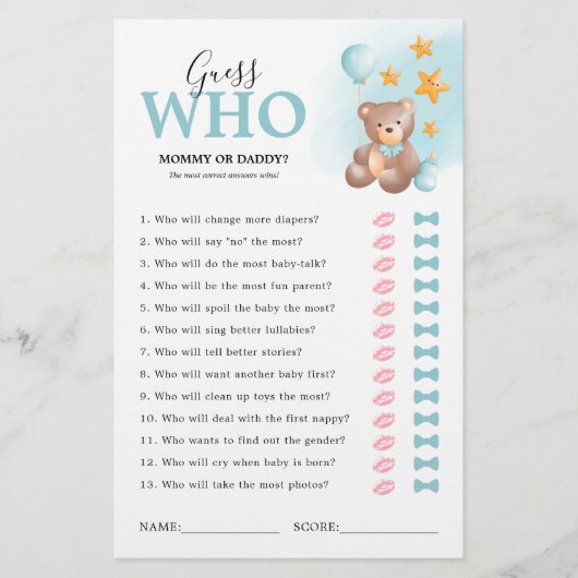 Teddy Bear Guessing Baby Shooting Game (Vorderseite)