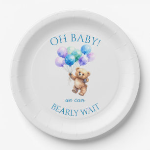 Teddy Bear hält Ballons auf Pappteller