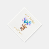 Teddy Bear hält Ballons auf Serviette (Ecke)